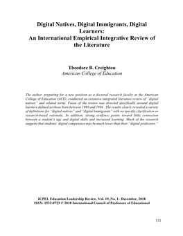 Digital Natives, Digital Immigrants, Digital Learners: an International Empirical Integrative Review of the Literature
