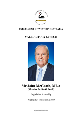 Mr John Mcgrath, MLA (Member for South Perth)