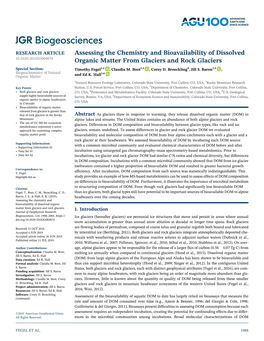 Assessing the Chemistry and Bioavailability of Dissolved Organic Matter from Glaciers and Rock Glaciers