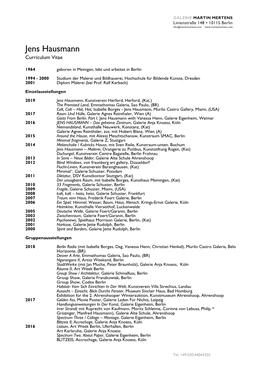 Jens Hausmann Curriculum Vitae