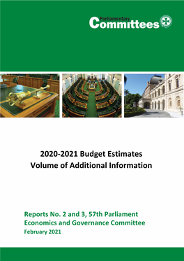 2020-2021 Budget Estimates Volume of Additional Information