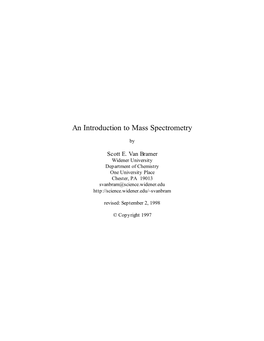 An Introduction to Mass Spectrometry