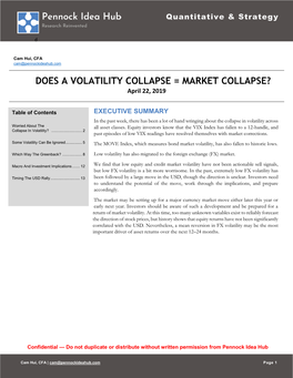 Does a Volatility Collapse = Market Collapse?