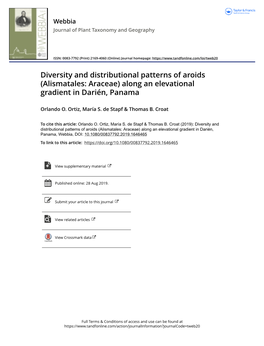 Diversity and Distributional Patterns of Aroids (Alismatales: Araceae) Along an Elevational Gradient in Darién, Panama