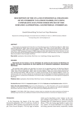 Descripción De Los Huevos Y De Las Estrategias De Puesta De Seis Taxones De Sterrhinae De Madrid, Con Datos Comparativos De