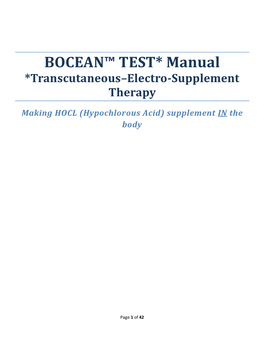 BOCEAN™ TEST* Manual *Transcutaneous–Electro-Supplement Therapy