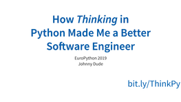 How Thinking in Python Made Me a Better Software Engineer