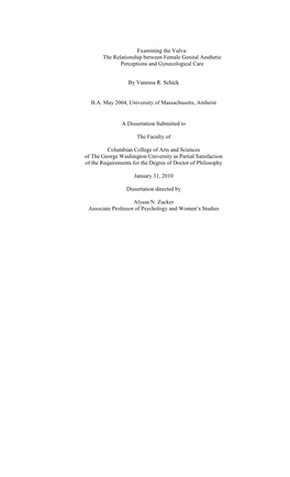 The Relationship Between Female Genital Aesthetic Perceptions and Gynecological Care