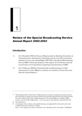 Review of the Special Broadcasting Service Annual Report 2002-2003