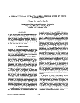 A Predictive H.263 Bit-Rate Control Scheme Based on Scene