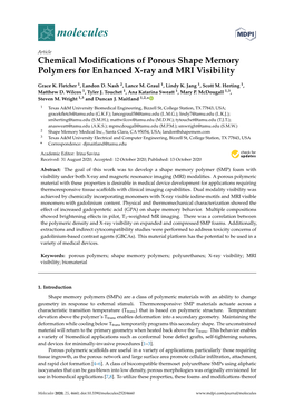 Chemical Modifications of Porous Shape Memory Polymers For