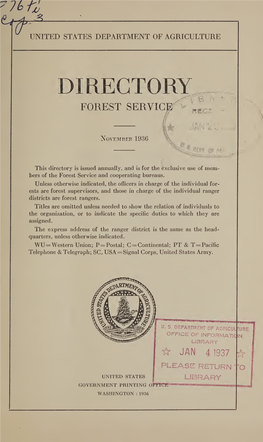 Directory, Forest Service