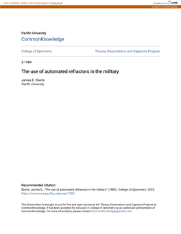The Use of Automated Refractors in the Military
