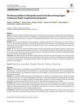 The Baurusuchidae Vs Theropoda Record in the Bauru Group (Upper Cretaceous, Brazil): a Taphonomic Perspective