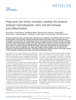 Polycomb Cbx Family Members Mediate the Balance Between Haematopoietic Stem Cell Self-Renewal and Differentiation