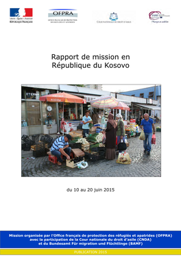 Rapport De Mission En République Du Kosovo