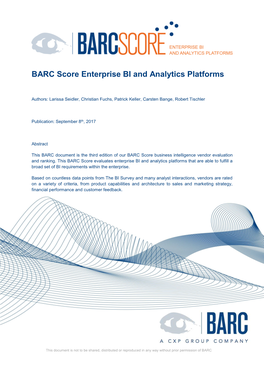 BARC Score Enterprise BI and Analytics Platforms
