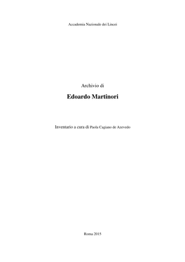 Archivio Di Edoardo Martinori