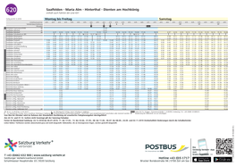 Saalfelden - Maria Alm - Hinterthal - Dienten Am Hochkönig 620 Enthält Auch Fahrten Der Linie 631