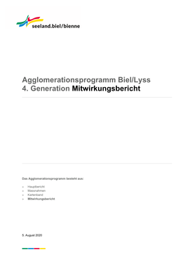 Agglomerationsprogramm Biel/Lyss 4. Generation Mitwirkungsbericht