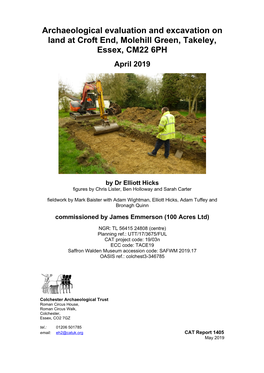 Archaeological Evaluation on Land at Croft End, Molehill Green, Takeley