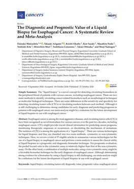 The Diagnostic and Prognostic Value of a Liquid Biopsy for Esophageal Cancer: a Systematic Review and Meta-Analysis