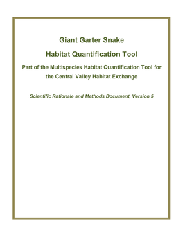 Giant Garter Snake Habitat Quantification Tool