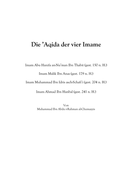 Die Aqidah Der Vier Imame