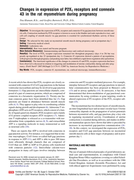 Changes in Expression of P2X1 Receptors and Connexin 43 in the Rat Myometrium During Pregnancy