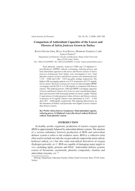 Comparison of Antioxidant Capacities of the Leaves and Flowers of Salvia Fruticosa Grown in Turkey