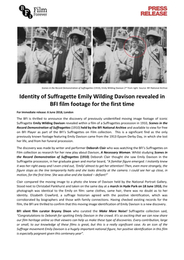 Identity of Suffragette Emily Wilding Davison Revealed in BFI Film