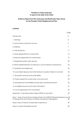 Plumpton's Living Landscape a Report on the State of the Parish Evidence