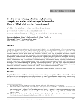 In Vitro Tissue Culture, Preliminar Phytochemical Analysis, and Antibacterial Activity of Psittacanthus Linearis (Killip) J.K