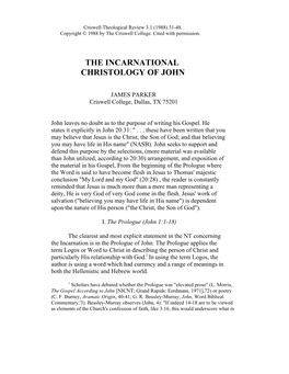 The Incarnational Christology of John