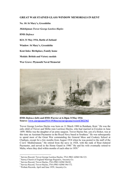 Midshipman Trevor George Lawless HAYLES, HMS Defence