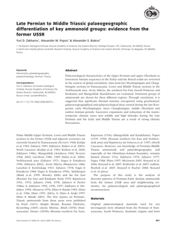 Late Permian to Middle Triassic Palaeogeographic Differentiation of Key Ammonoid Groups: Evidence from the Former USSR Yuri D