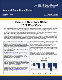 Crime in New York State 2019 Final Data