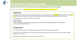RIVERSIDE SCHOOL BOARD Three-Year Plan for the Allocation and Destination of Immovables