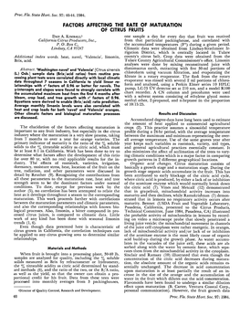 Factors Affecting the Rate of Maturation of Citrus Fruits