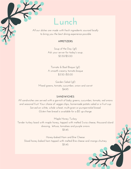 Lunch Printable