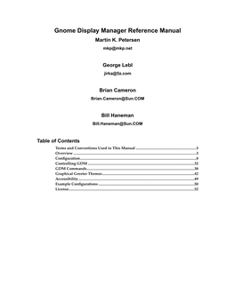 Gnome Display Manager Reference Manual Martin K