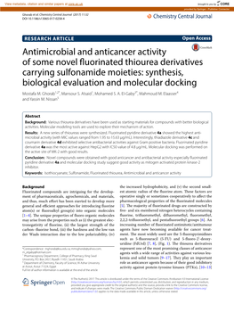 Antimicrobial and Anticancer Activity of Some Novel Fluorinated