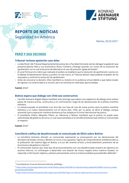 REPORTE DE NOTICIAS Seguridad En América Martes, 30.03.20211