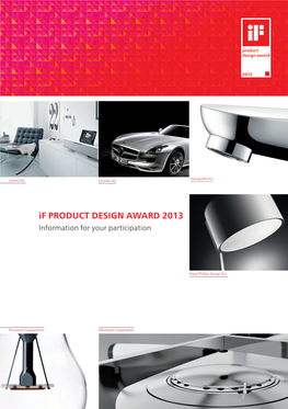 If PRODUCT DESIGN AWARD 2013 Information for Your Participation