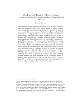The Supreme Court's Political Docket