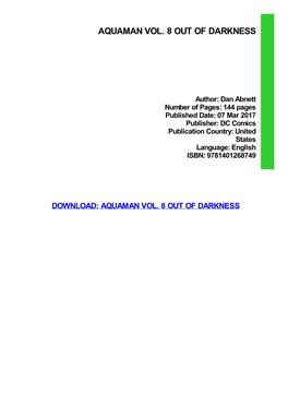 PDF Download Aquaman Vol. 8 out of Darkness