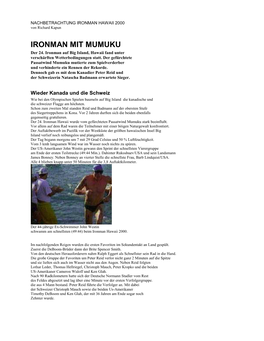 NACHBETRACHTUNG IRONMAN HAWAII 2000 Von Richard Kapun