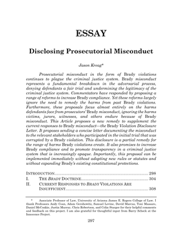 Disclosing Prosecutorial Misconduct