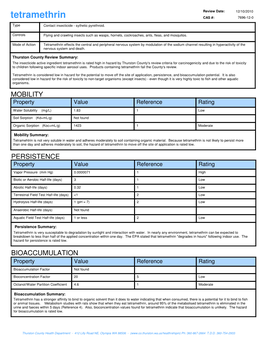 Tetramethrin CAS #: 7696-12-0