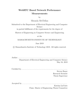 Webrtc Based Network Performance Measurements Miranda Mcclellan